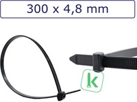 Hittebestendige Kabelbinders met Buitenvertanding 300 x 4,8 mm Zwart – 100 stuks